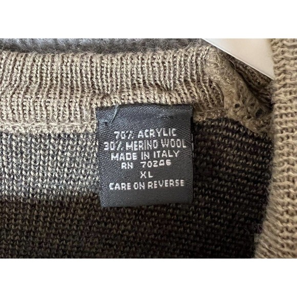 Consensus Merino Wool Blend Italy Argyle Knit Sweater Mens Size XL Tan Pullover - Picture 4 of 15